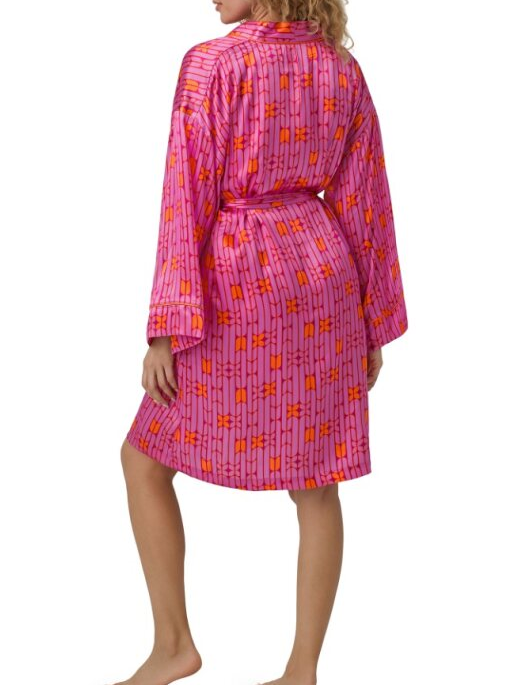 Bedhead x Trina Turk Wallpaper Geo Silk Banded Collar Robe