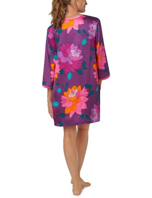 Bedhead X Trina Turk Evening Bloom Silk Quarter Sleeve Caftan