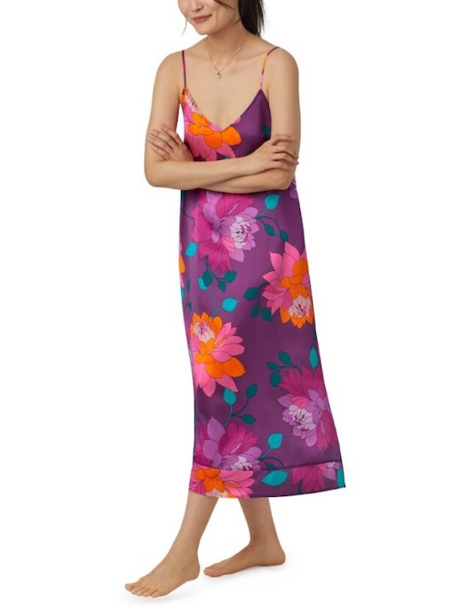 Bedhead X Trina Turk Evening Bloom Silk Maxi Chemise