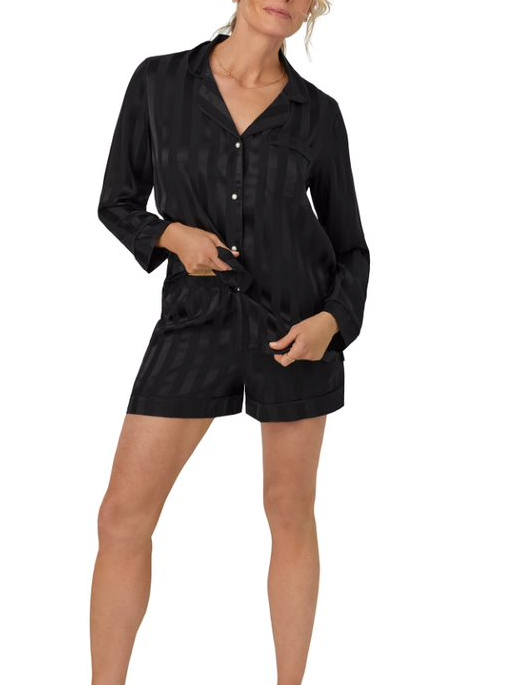 Bedhead Onyx Silk Long Sleeve Shorty PJ