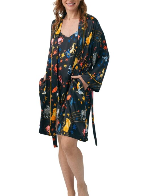 Bedhead Celestial Dreams Silk Banded Collar Robe