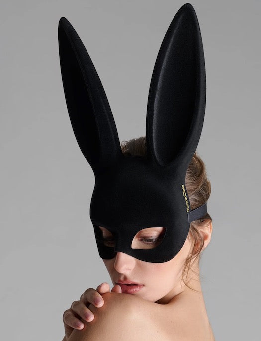 Maison Close Black Velvet Bunny Mask with Pompom
