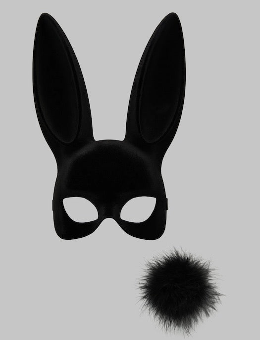 Maison Close Black Velvet Bunny Mask with Pompom