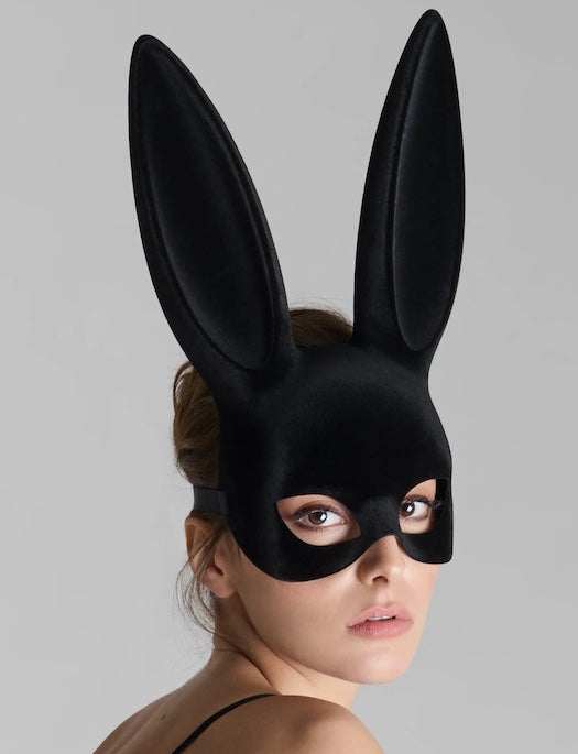 Maison Close Black Velvet Bunny Mask with Pompom