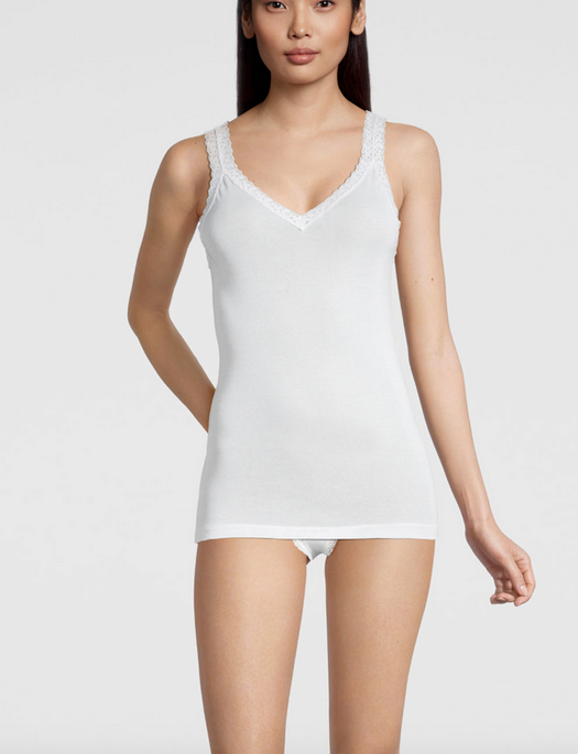 Oscalito Cotton Lisle Lace Trim Tank Top
