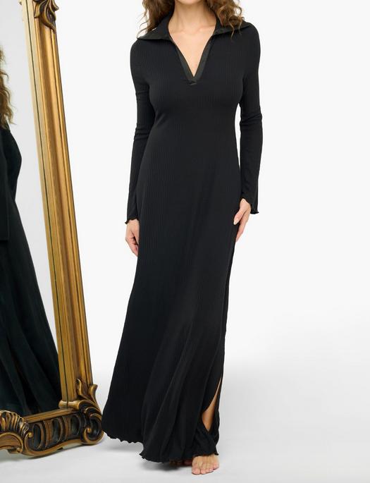 long sleeve dress flowy Flourish in Florals Midi Dress Navy/Lilac / M