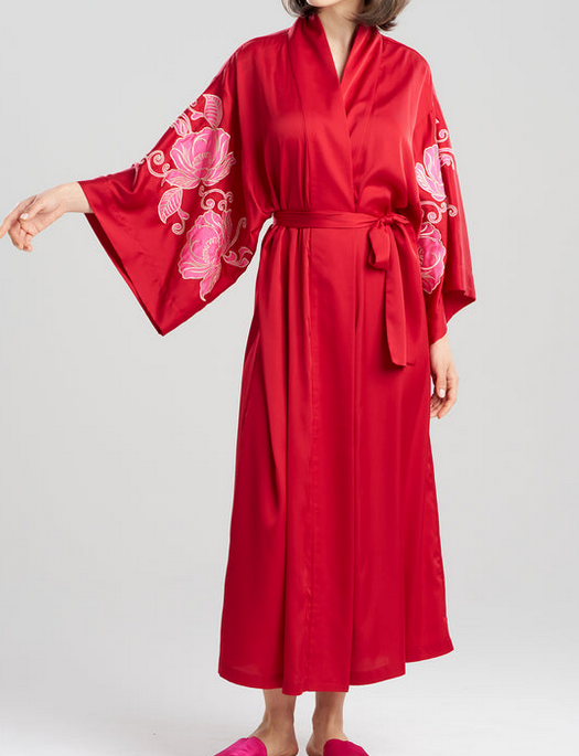 Natori Lingerie Satin Essentials Kimono w Embroidery