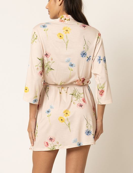 Mari M Haven Short Robe Flowers
