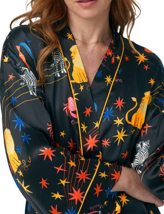 Bedhead Celestial Dreams Silk Banded Collar Robe