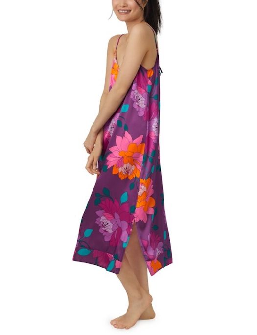 Bedhead X Trina Turk Evening Bloom Silk Maxi Chemise