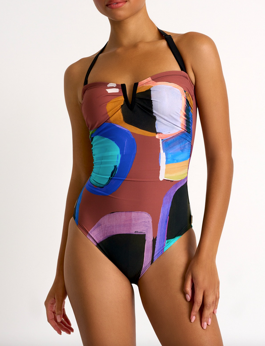 Shan Sunny Bandeau with V Cutout One Piece