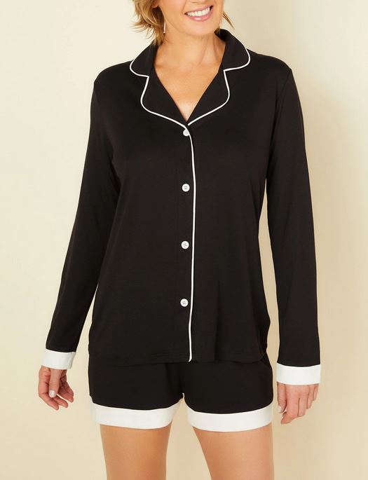 Cosabella Bella Comfort Pima Pajama SLEEPWEAR - PAJAMAS - PAJAMAS 1 (>$100) COSABELLA BLACK/IVORY 3X