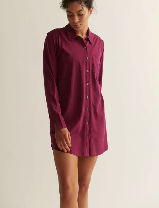 Skin Organic Cotton Modern Basics Claire Sleepshirt SLEEPWEAR - SLEEPSHIRT - SLEEPSHIRT 2 ($101-$200) SKIN WILD ORCHID 4
