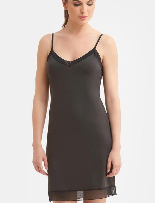 Montelle Intimates V Neck Full Length Slip DAYWEAR - SLIP Montelle Intimates BLACK MD