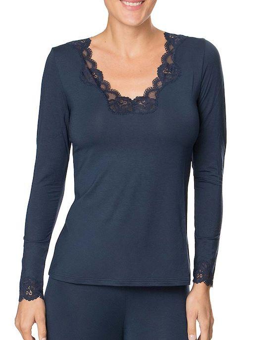 Antigel Simply Perfect Long Sleeve V Neck Shirt SLEEPWEAR - TOP Lise Charmel BLEU MARINE XXXL