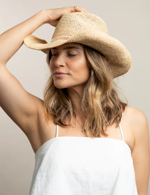 Hat Attack Raffia Crochet Cowboy