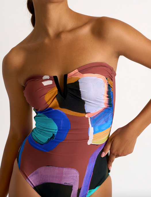 Shan Sunny Bandeau with V Cutout One Piece