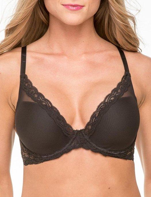 Natori Feathers Contour Plunge Bra BRA - BASIC - T-SHIRT NATORI BRA BLACK 34D 