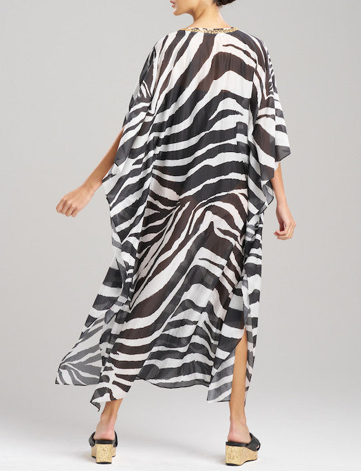 Natori Zebra Cotton Silk Caftan