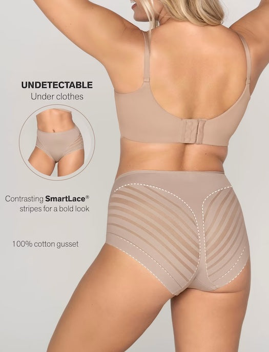 Leonisa Lace Stripe Undetectable Classic Moderate Compression Shaper Panty