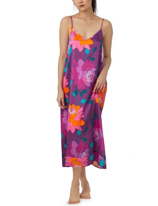 Bedhead X Trina Turk Evening Bloom Silk Maxi Chemise