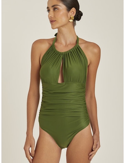 Lenny Recycled Ruched Halter One Piece