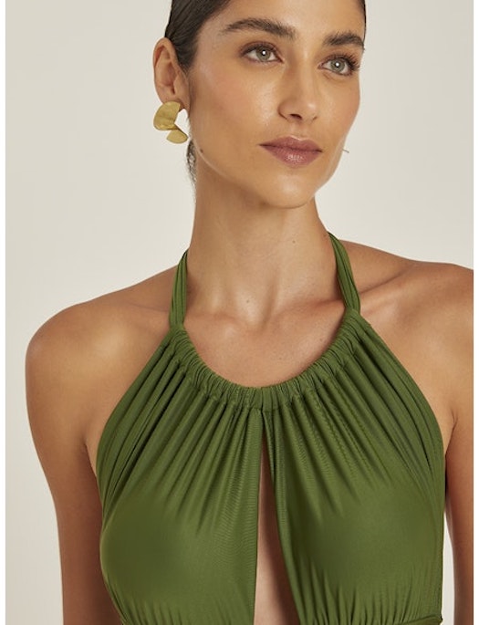 Lenny Recycled Ruched Halter One Piece