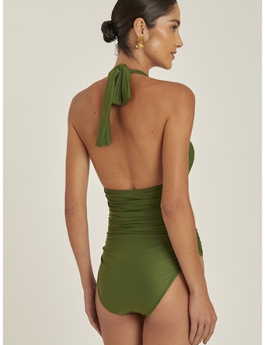 Lenny Recycled Ruched Halter One Piece