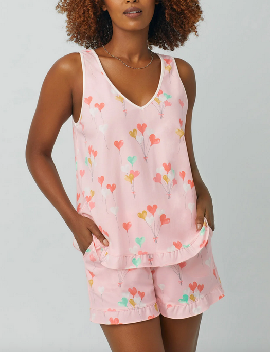 Bedhead Floating Hearts Ruffle Tank and Boxer Set