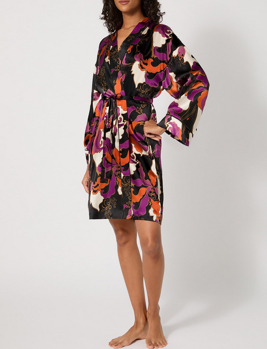 Bedhead x Trina Turk Fall Floral Silk Banded Collar Robe