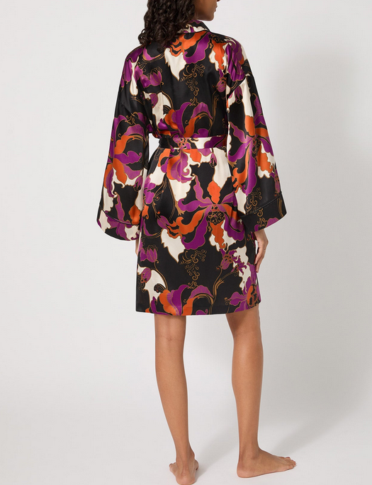 Bedhead x Trina Turk Fall Floral Silk Banded Collar Robe