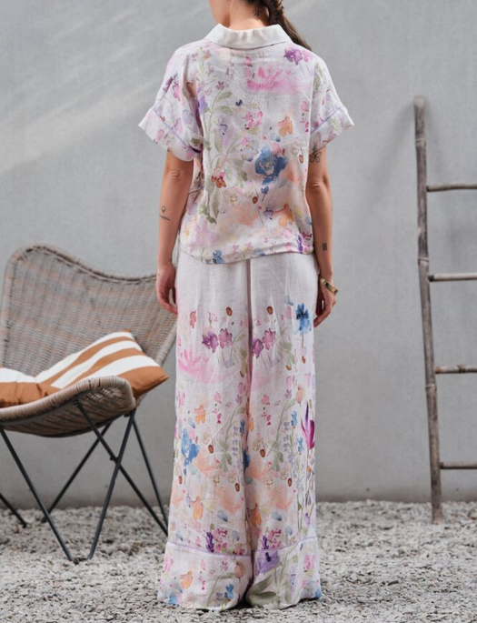 Effetto Floral Poem S/S Blouse and Palazzo Pants Set