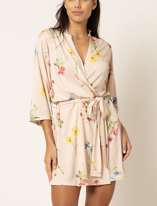 Mari M Haven Short Robe Flowers