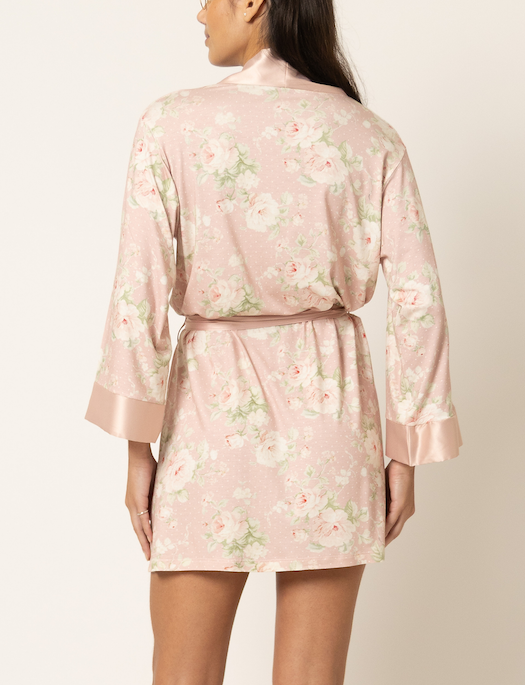 Mari M Haven Short Robe Rose Dots