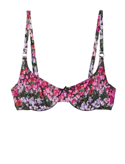 Fleur du Mal Rose Printed Jersey Scooped Balconette Bra