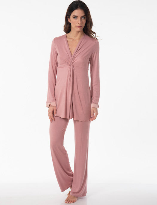 Valery Macarons V-Neck Long Pajama SLEEPWEAR - PAJAMAS - PAJAMAS 2 ($101-$200) Valery ORTENSIA V 