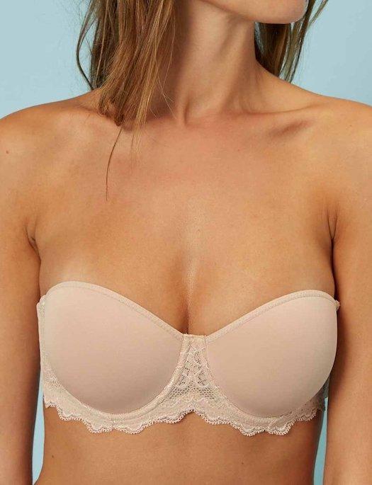 Simone Perele Caresse Strapless Bra BRA - BASIC - STRAPLESS SIMONE PERELE PEAU ROSE 36B 