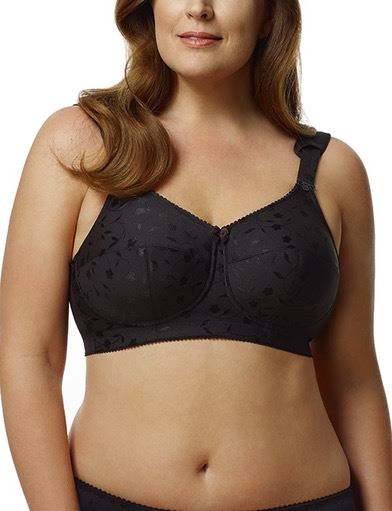 Va Bien Classic Full Figure Wireless Softcup Embroidered Bra in Black -  Busted Bra Shop