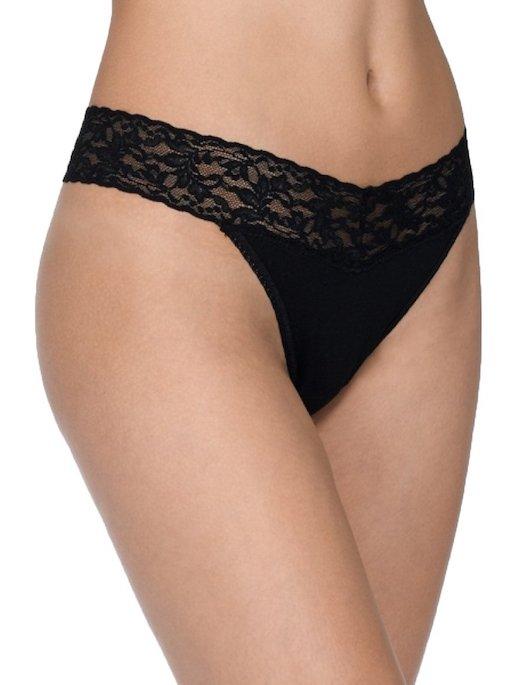 Hanky Panky Cotton with a Conscience Original Rise Thong PANTY - THONG - ODD Hanky Panky BLACK O/S 