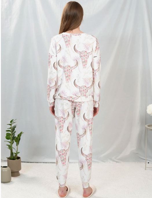 Aspen Dream Cozy Printed Long Sleeve Top and Pants Pajama Set SLEEPWEAR - PAJAMAS - PAJAMAS 2 ($101-$200) Aspen Dream 