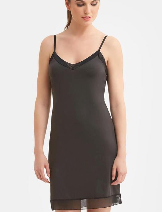 Montelle Intimates V Neck Full Length Slip DAYWEAR - SLIP Montelle Intimates BLACK MD 