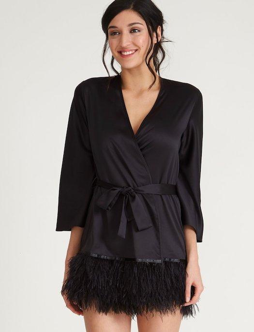 The Rya Collection Swan Cover Up SLEEPWEAR - ROBE - ROBE 2 ($101-$200) Rya Collection BLACK XS/S 