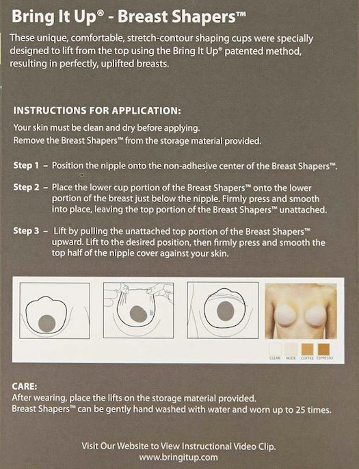 Bring It Up Breast Shapers Clear for C/D cups ACCESSORIES BRING IT UP 