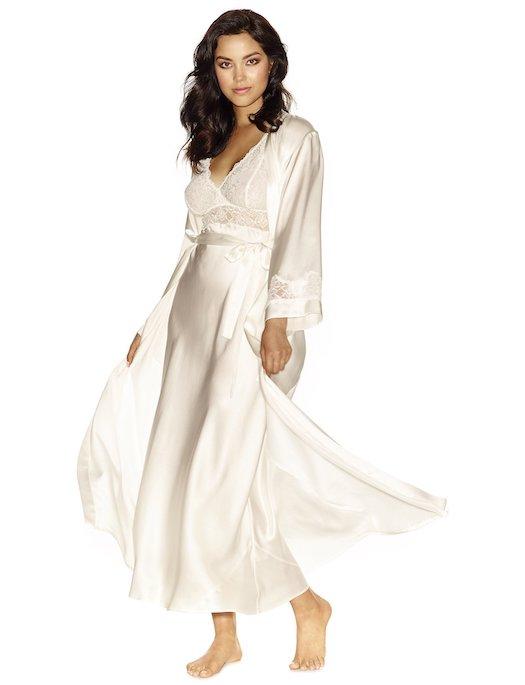 NKimode Morgan Long Silk Robe SLEEPWEAR - ROBE - ROBE 3 ($201-$300) NK IVORY SM 