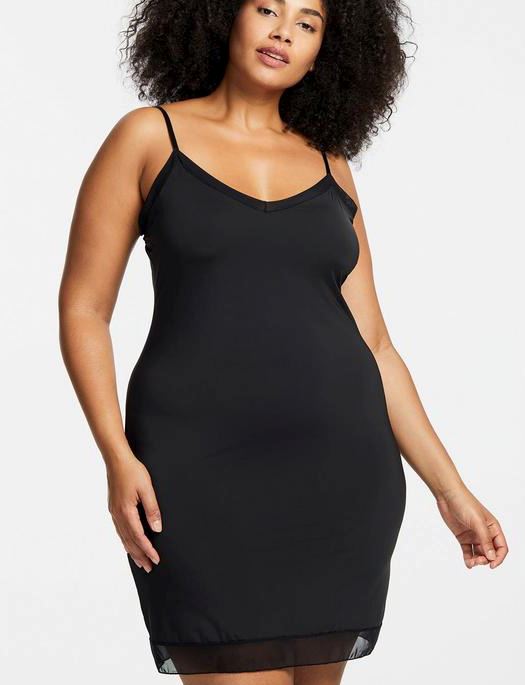 Montelle Intimates V Neck Full Length Slip DAYWEAR - SLIP Montelle Intimates BLACK 2X 